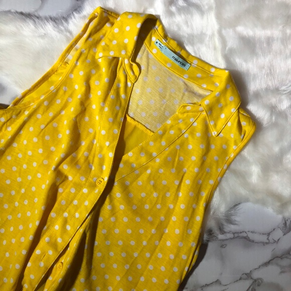 Yellow and White Spotted Mesh back shirt - Picture 1 of 5